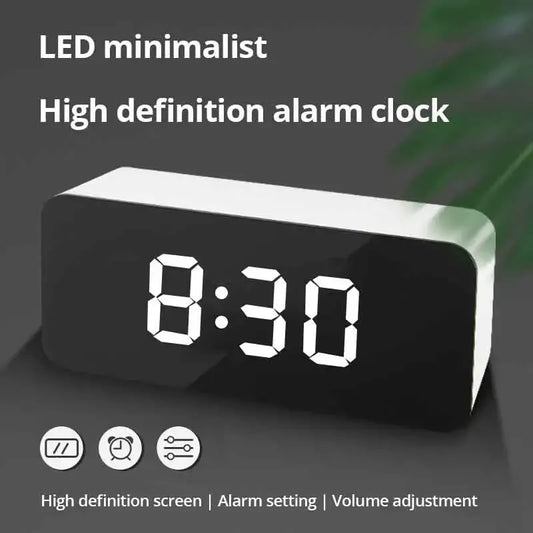 1Pc Green LED Mirror Table Clock Snooze Display