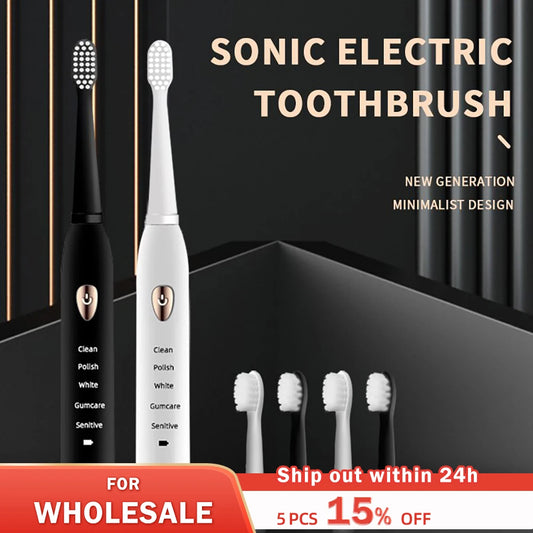 Jianpai Adult Black White Classic Acoustic Electric Toothbrush
