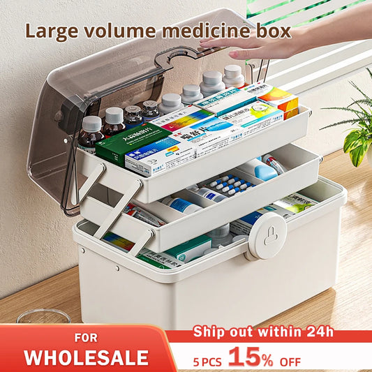 1pc White Large Capacity Medicine Box