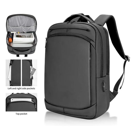 Quality PU Covered Black Gray Backpack
